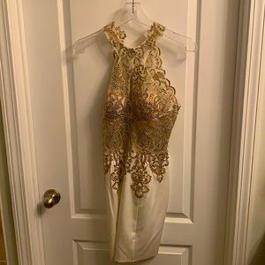 Beautiful JVN by Jovani halter sheer dress